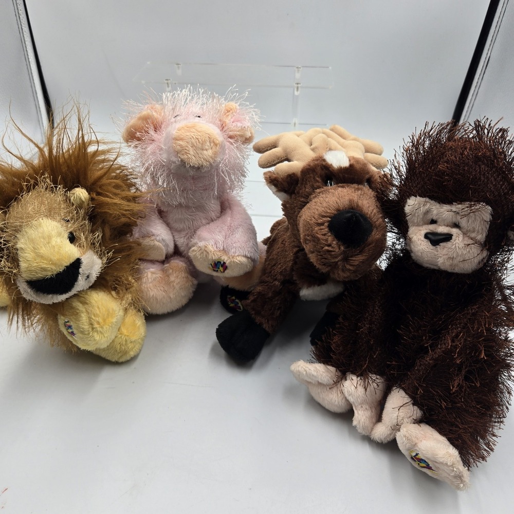 Ganz Webkinz Retired Lot Pig Moose Monkey Lion Stuffed Plush 8" Toy No Code Rare